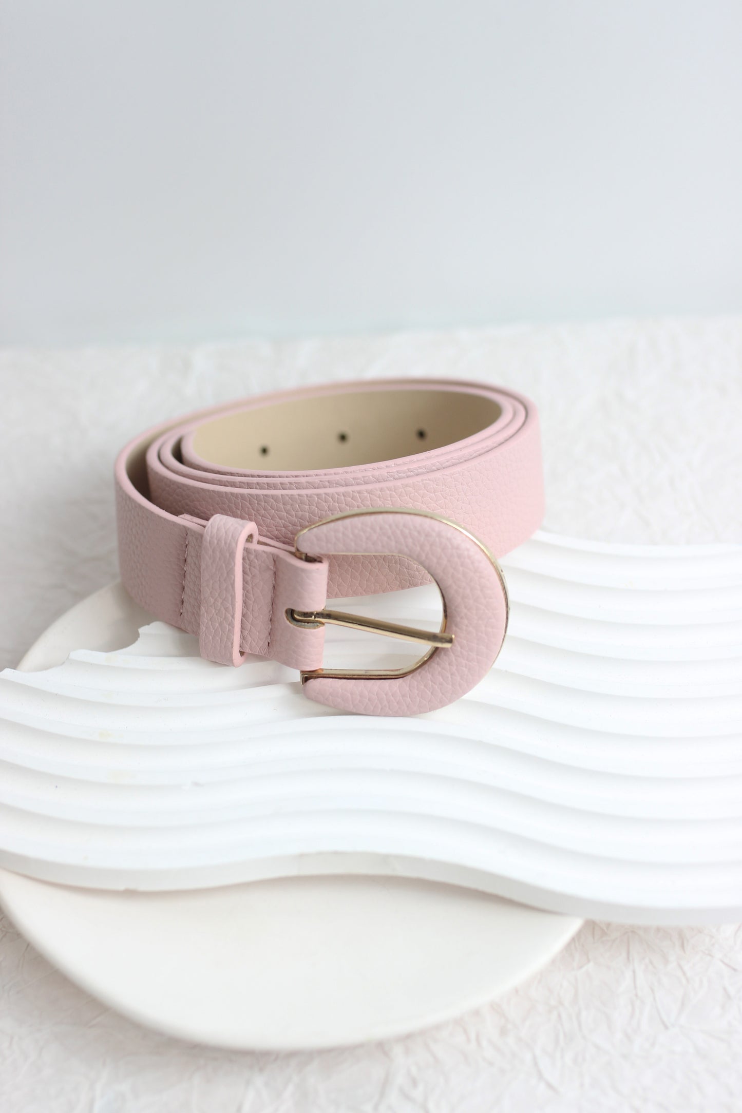 A2503NY91231 - Soft Pastel Faux Leather Belt with Oval Buckle