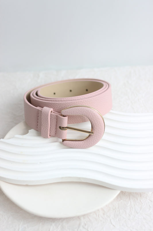A2503NY91231 - Soft Pastel Faux Leather Belt with Oval Buckle