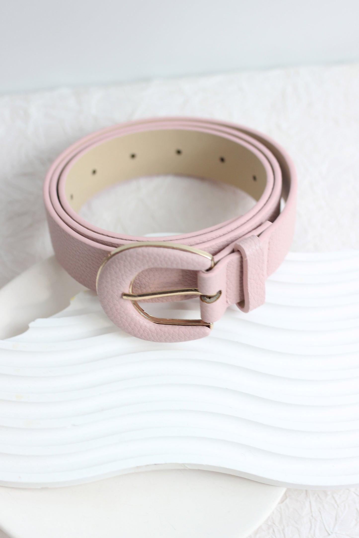 A2503NY91231 - Soft Pastel Faux Leather Belt with Oval Buckle