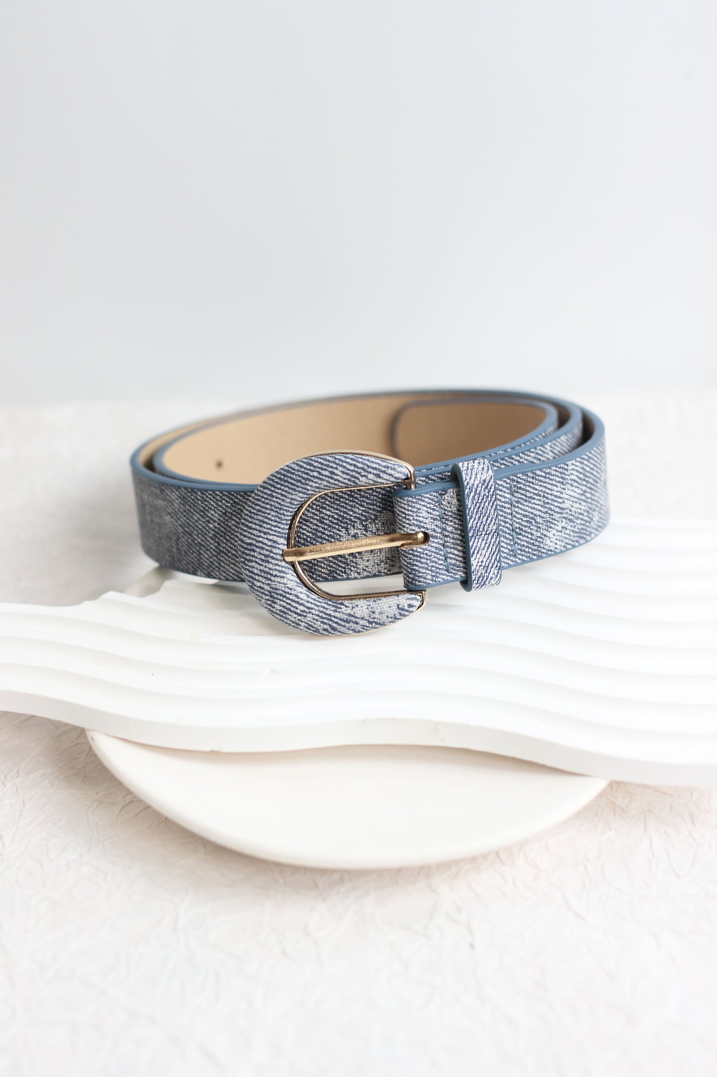 A2503NY91231 - Soft Pastel Faux Leather Belt with Oval Buckle