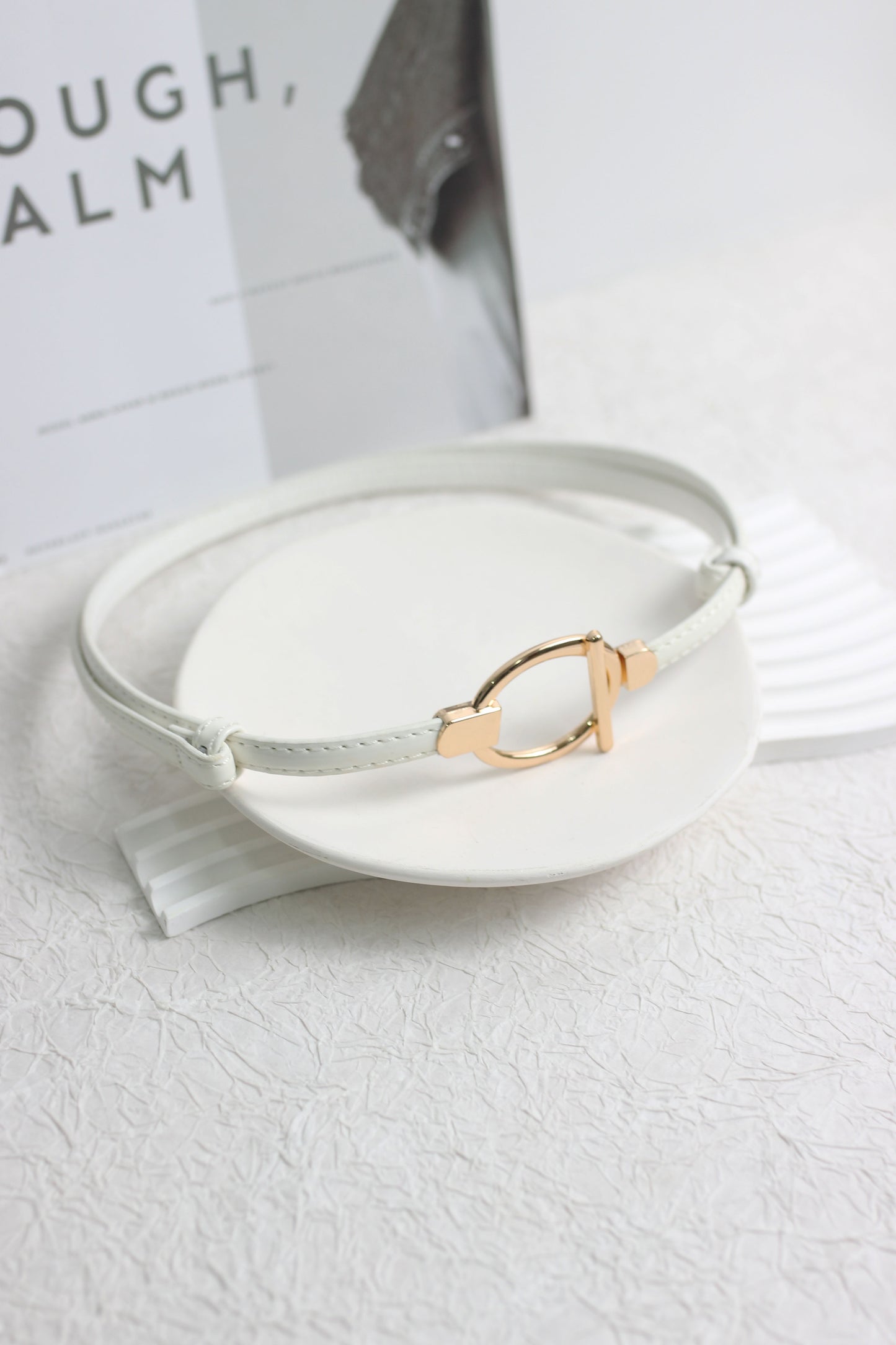 A2503SBT91678 - Minimalist Gold Buckle Faux Leather Belt