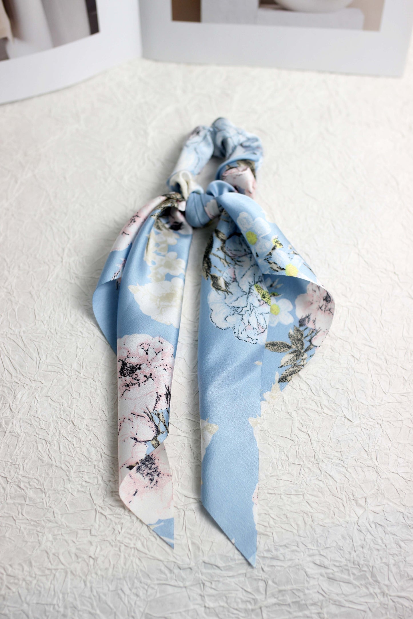 A2503ST91461 - Floral Satin Scarf Hair Scrunchie