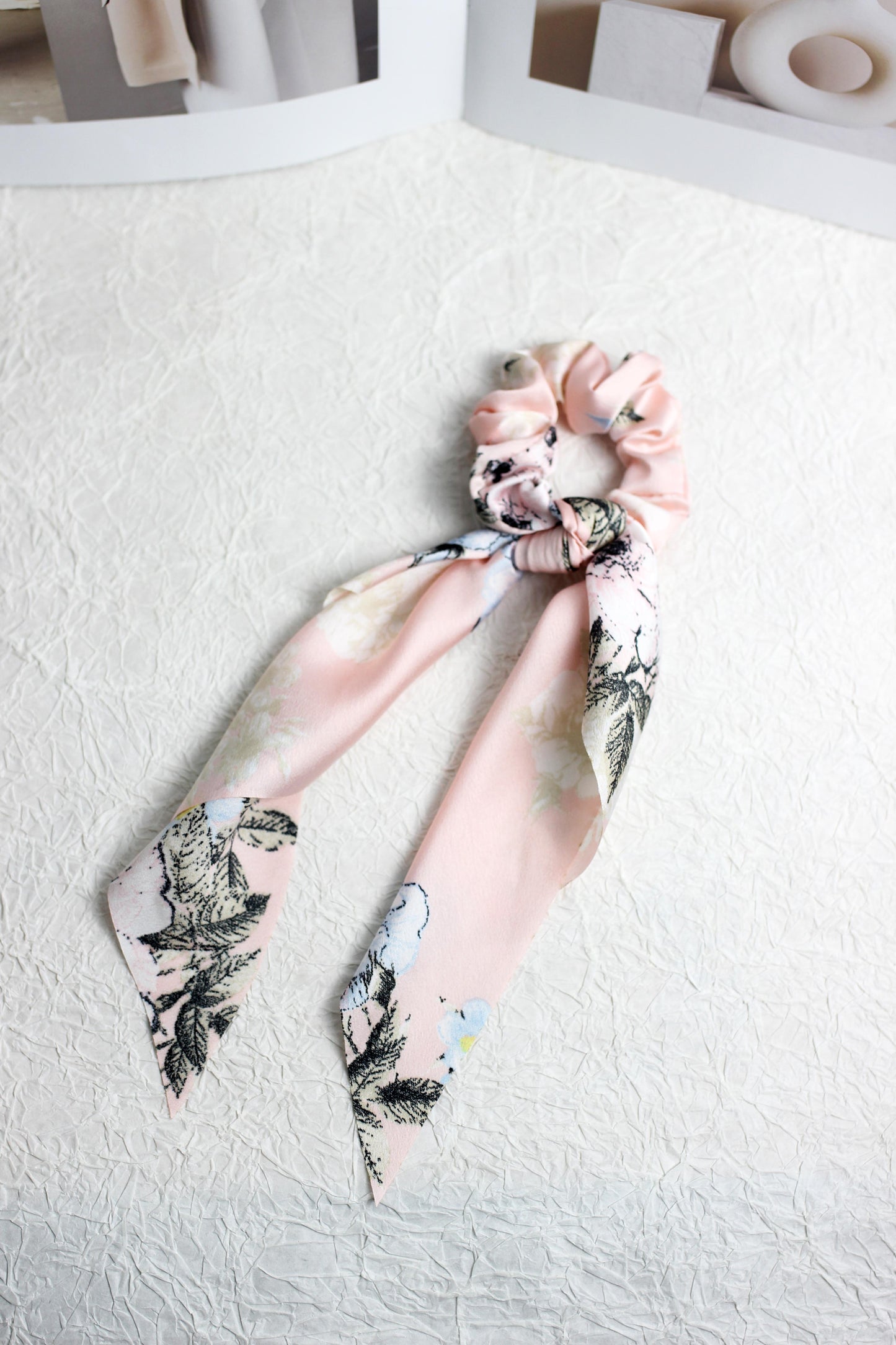 A2503ST91461 - Floral Satin Scarf Hair Scrunchie