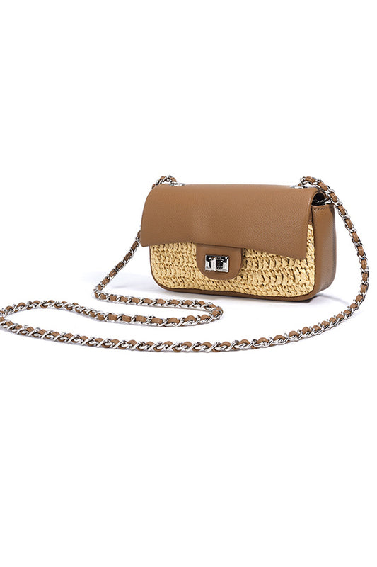 A2503XL25235 - Luxury Woven Leather & Straw Crossbody Bag