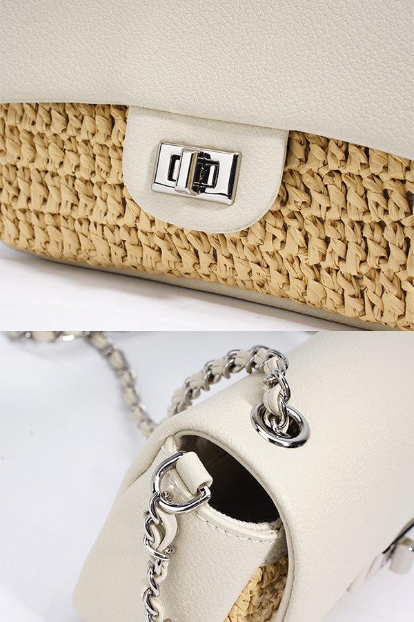 A2503XL25235 - Luxury Woven Leather & Straw Crossbody Bag