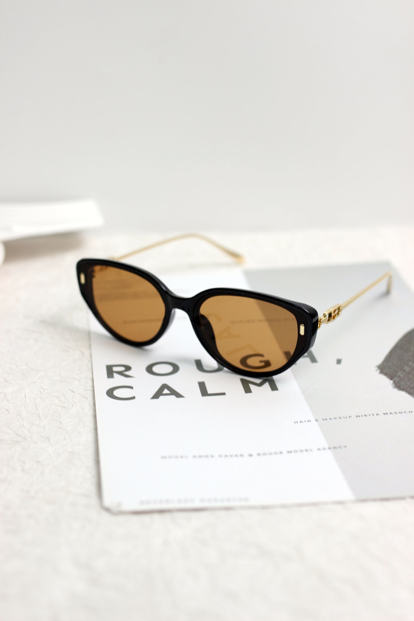 A2504AOR57829 - Chic Oval Cat-Eye Sunglasses with Gold Temples