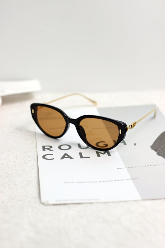 A2504AOR57829 - Chic Oval Cat-Eye Sunglasses with Gold Temples