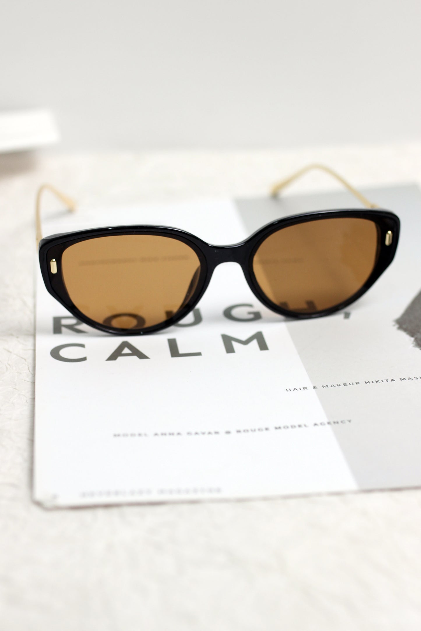 A2504AOR57829 - Chic Oval Cat-Eye Sunglasses with Gold Temples