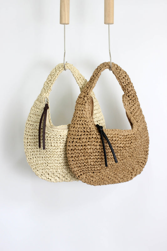 A2504DYGY59871 - Crochet Raffia Shoulder Bag