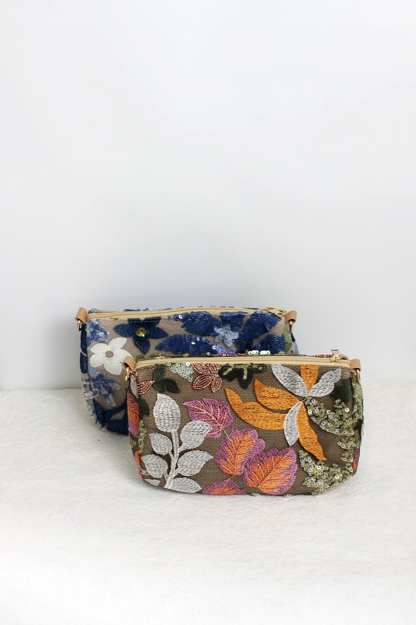 A2504OUY26557 - Floral Embroidered Sequin Mini Shoulder Bag