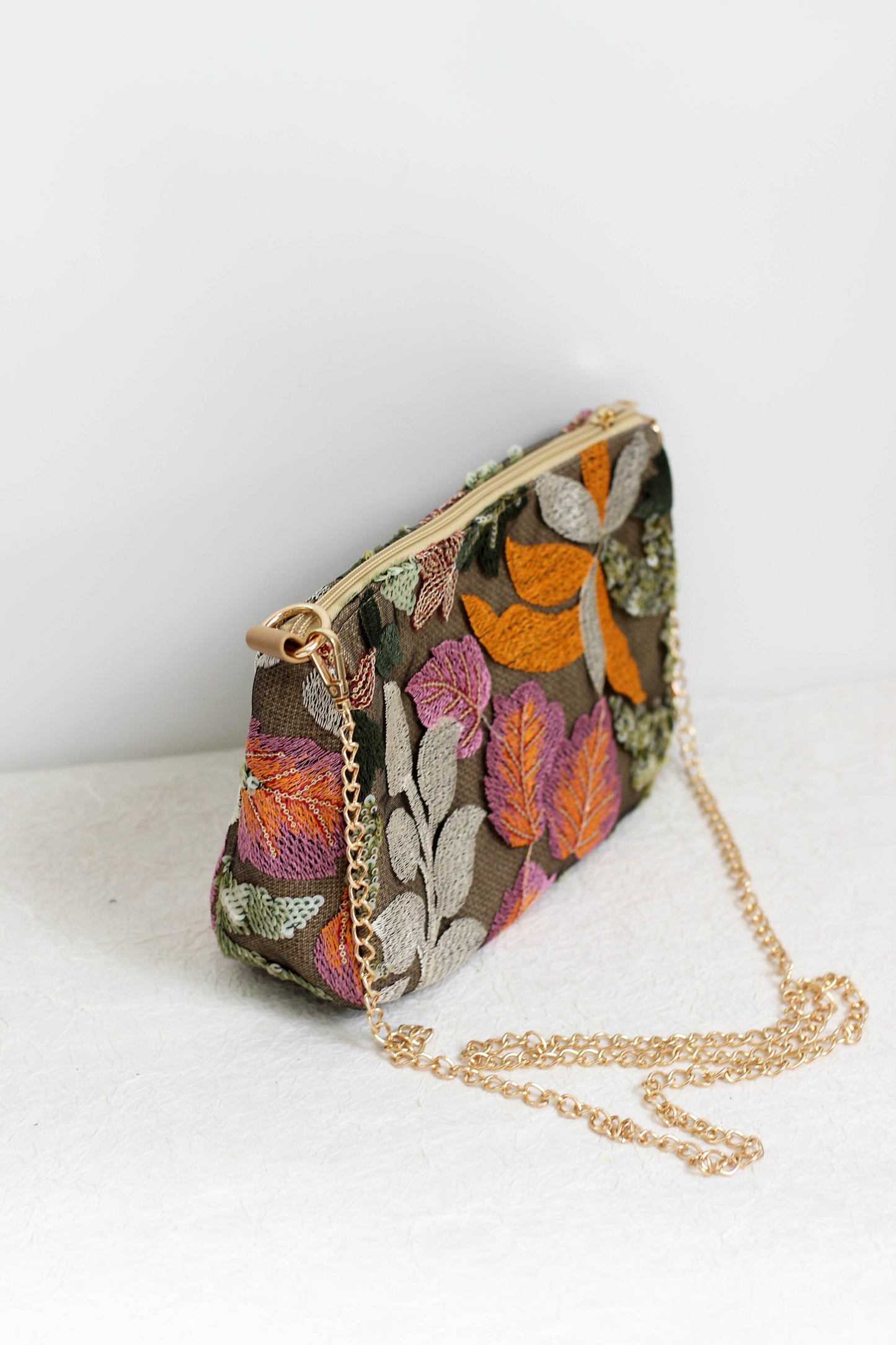 A2504OUY26557 - Floral Embroidered Sequin Mini Shoulder Bag