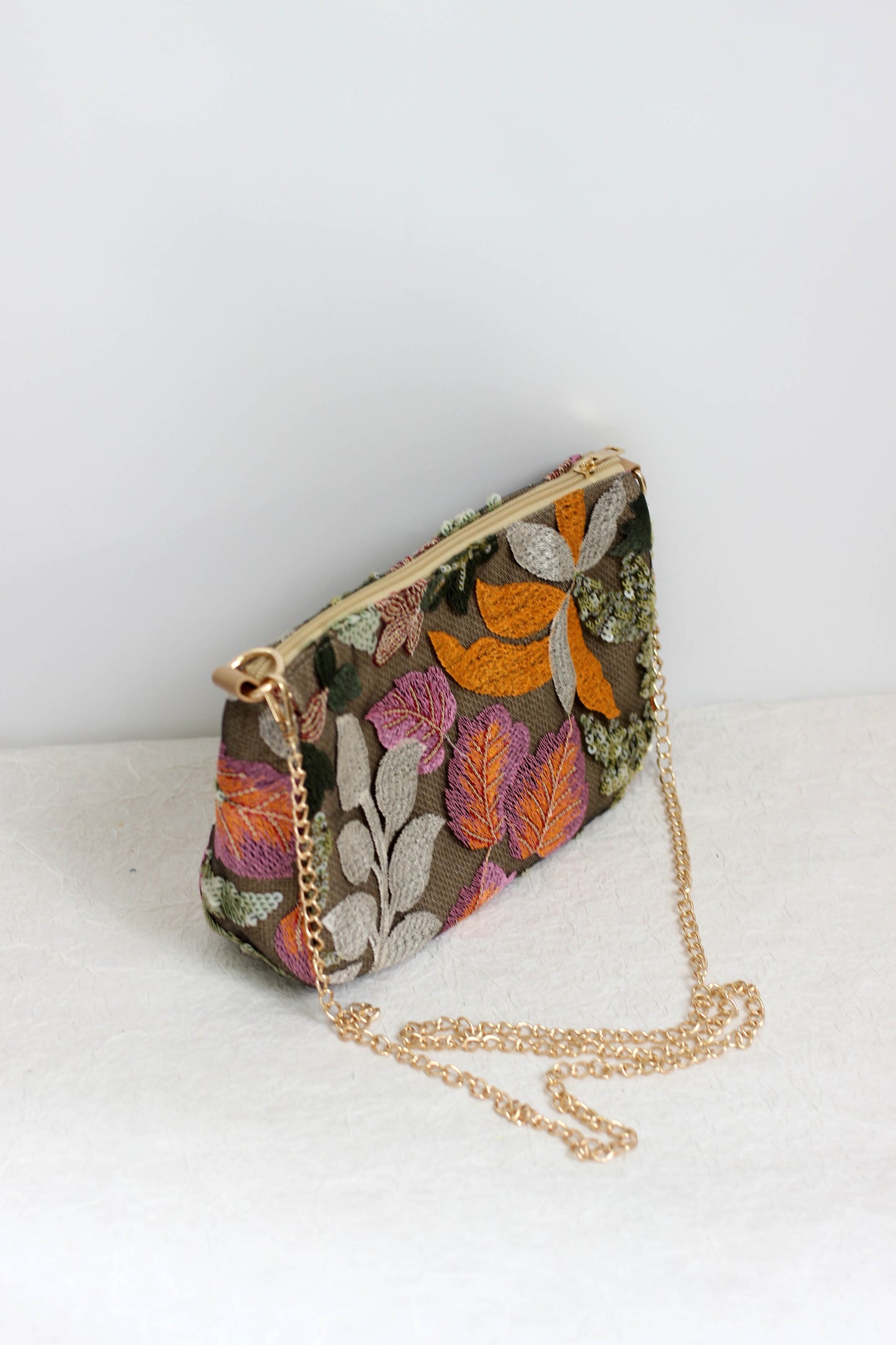 A2504OUY26557 - Floral Embroidered Sequin Mini Shoulder Bag