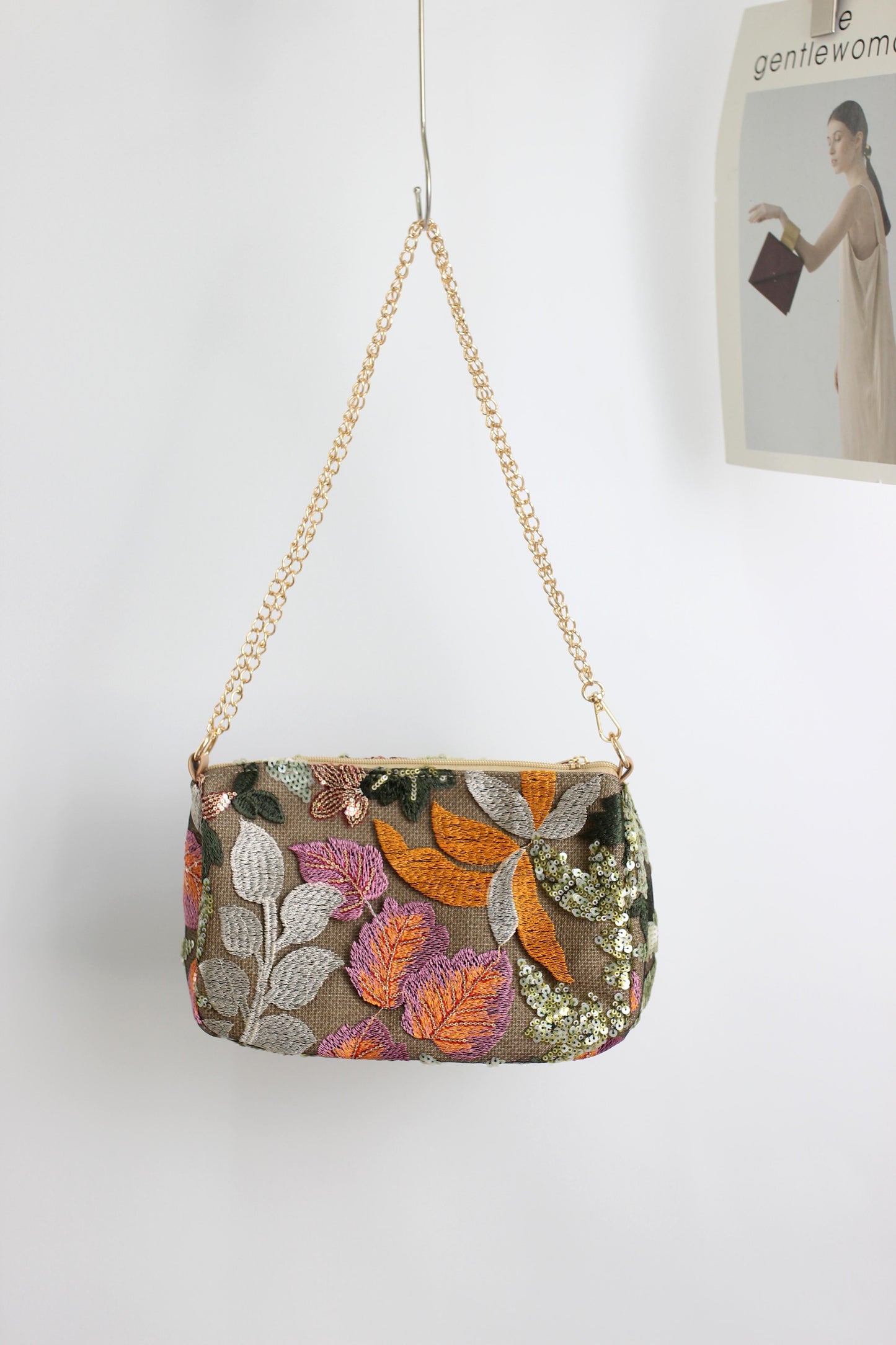 A2504OUY26557 - Floral Embroidered Sequin Mini Shoulder Bag