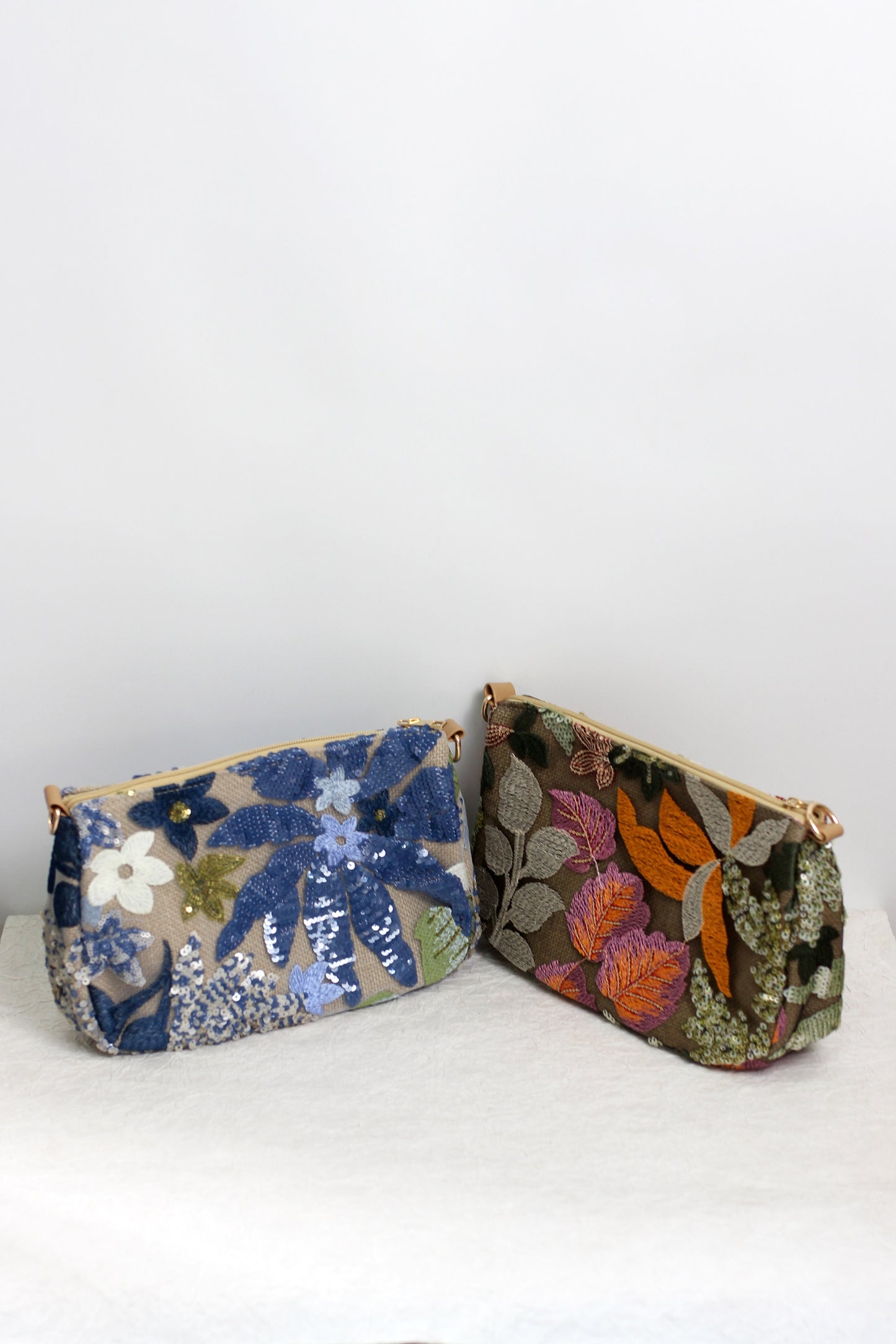 A2504OUY26557 - Floral Embroidered Sequin Mini Shoulder Bag