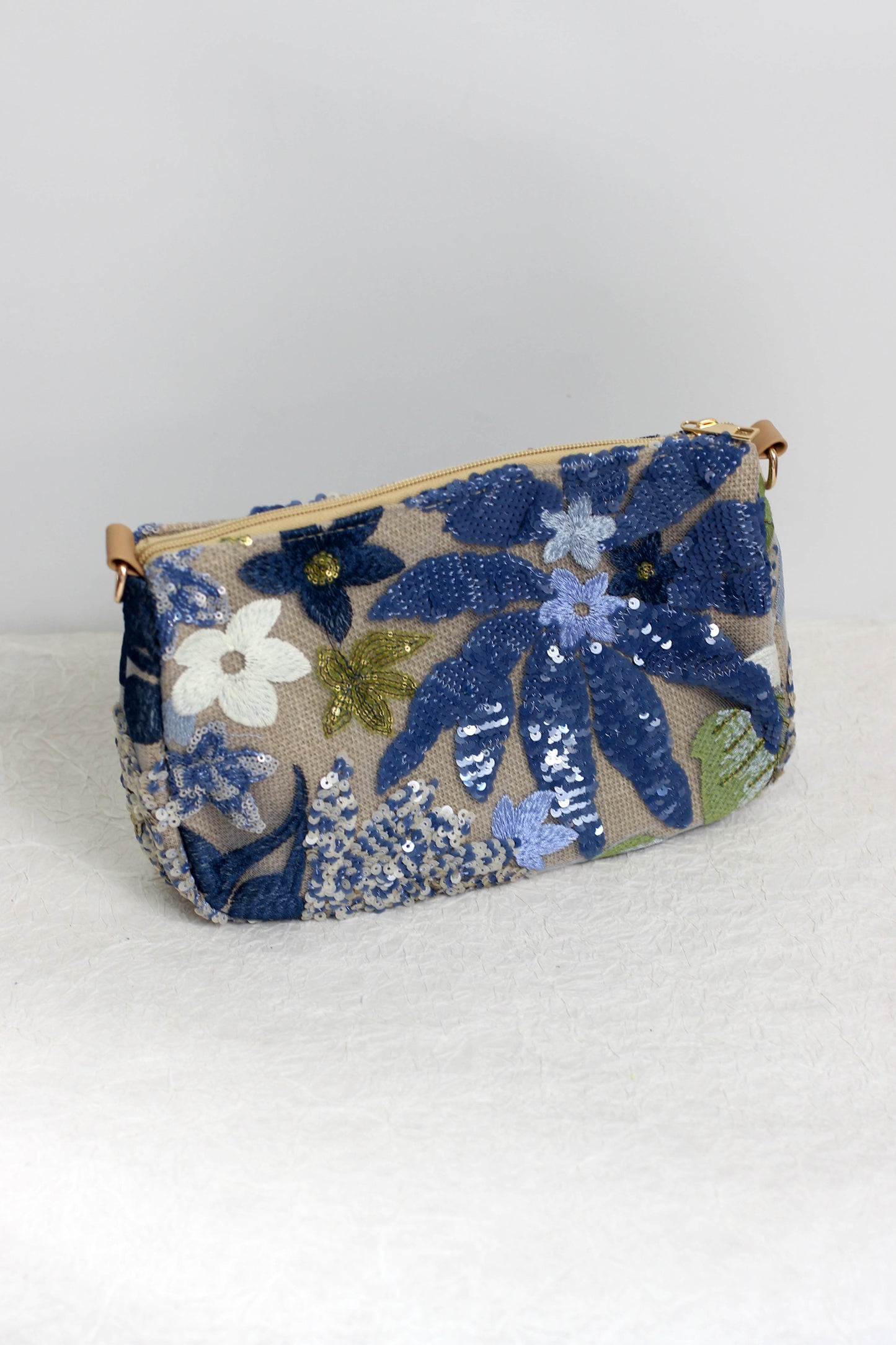 A2504OUY26557 - Floral Embroidered Sequin Mini Shoulder Bag