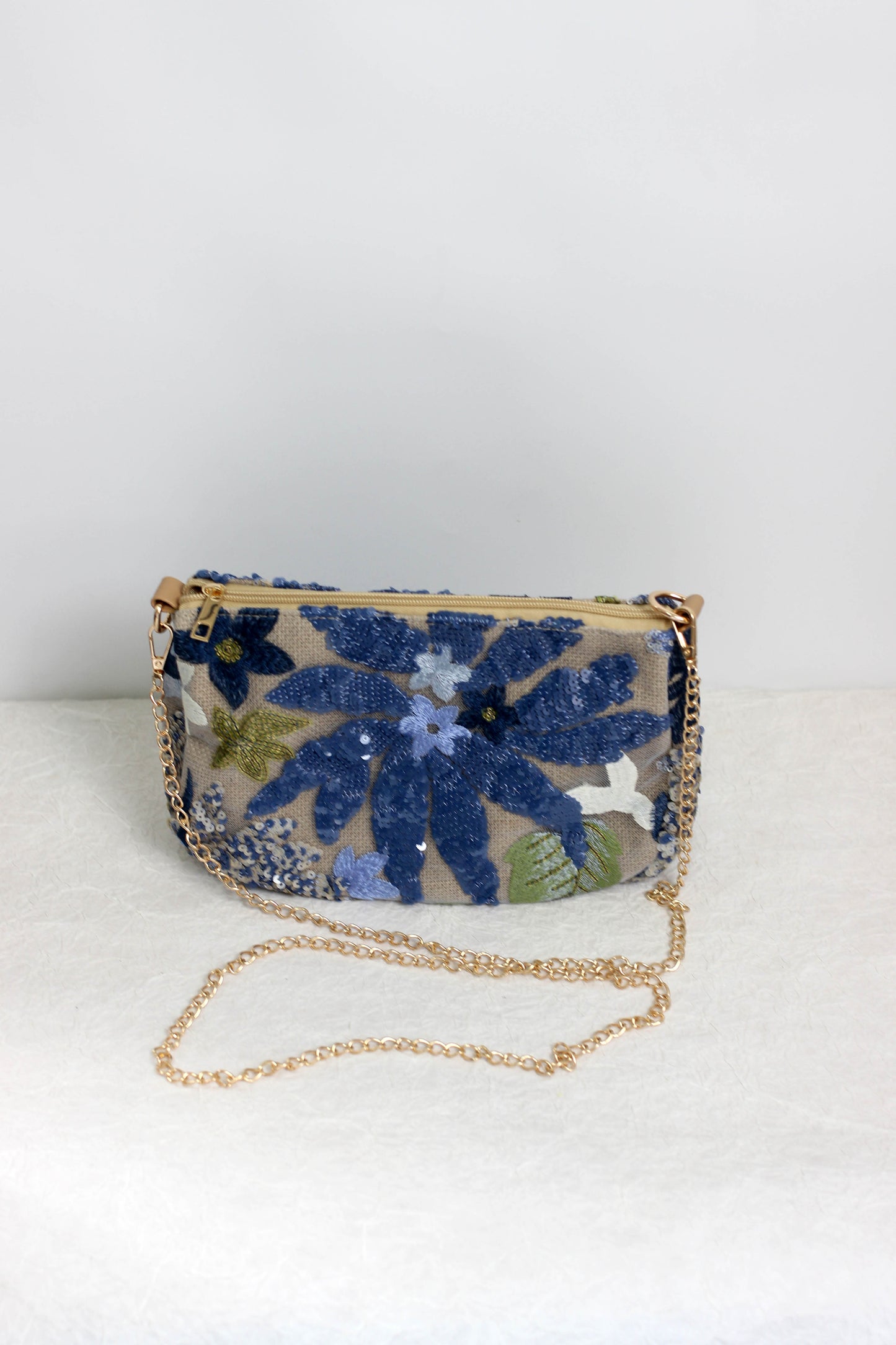 A2504OUY26557 - Floral Embroidered Sequin Mini Shoulder Bag