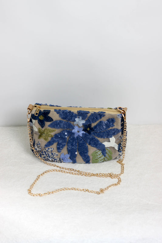 A2504OUY26557 - Floral Embroidered Sequin Mini Shoulder Bag
