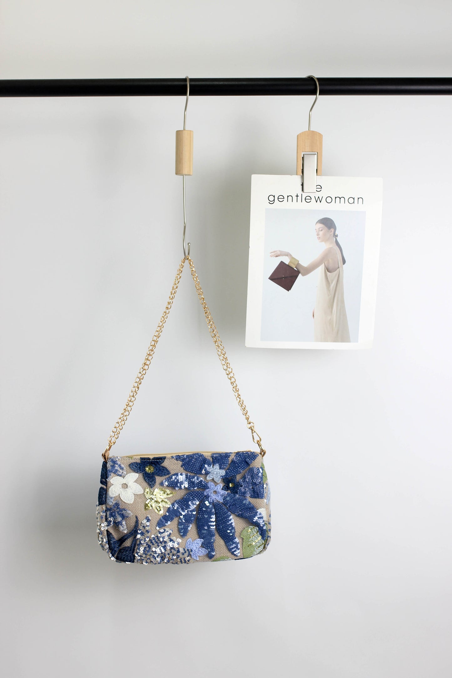 A2504OUY26557 - Floral Embroidered Sequin Mini Shoulder Bag