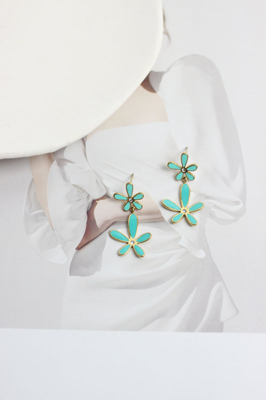 A2505MJ24363 - Double Daisy Drop Earrings