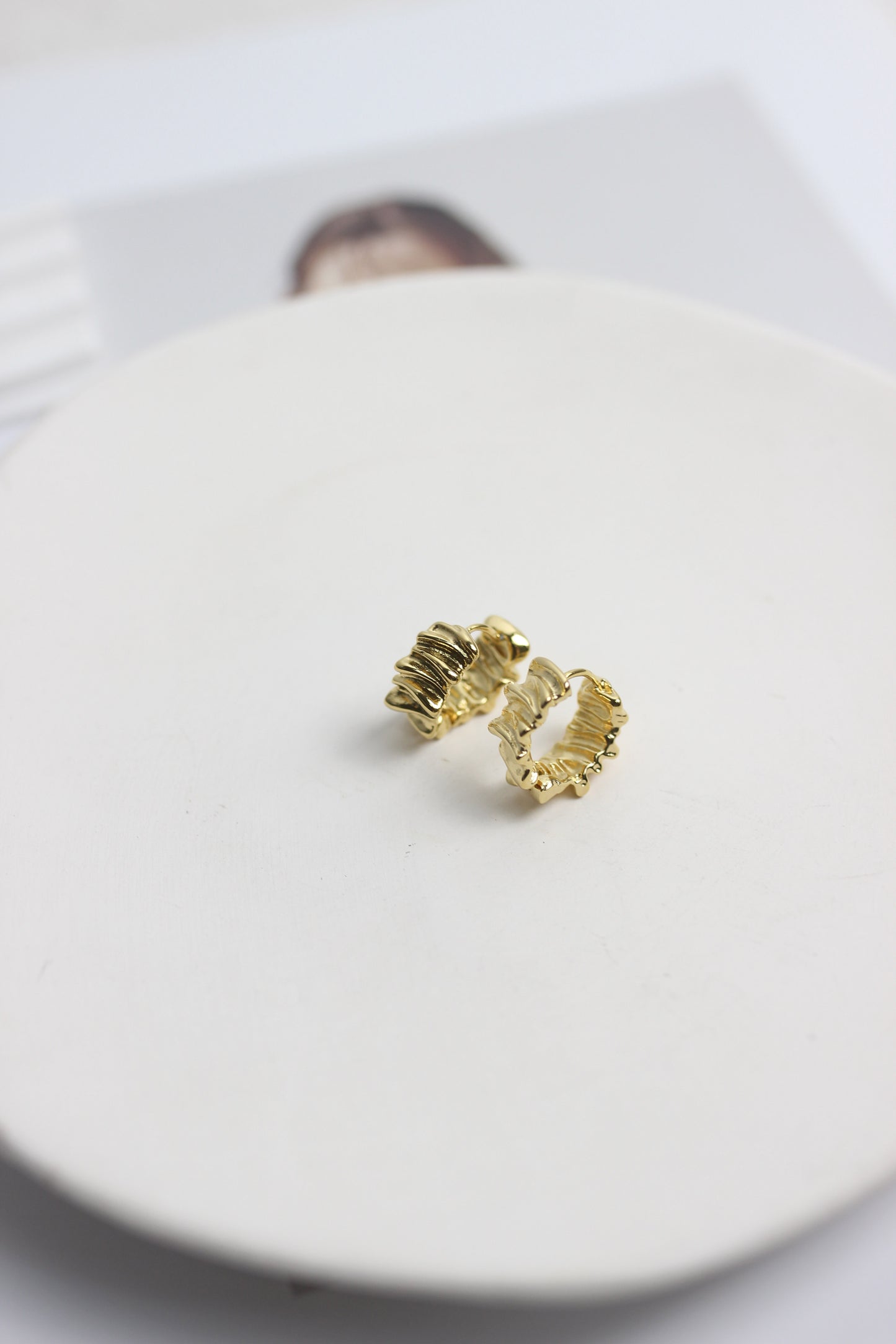 A2505MJ40153 - Molten Texture Gold Hoop Earrings