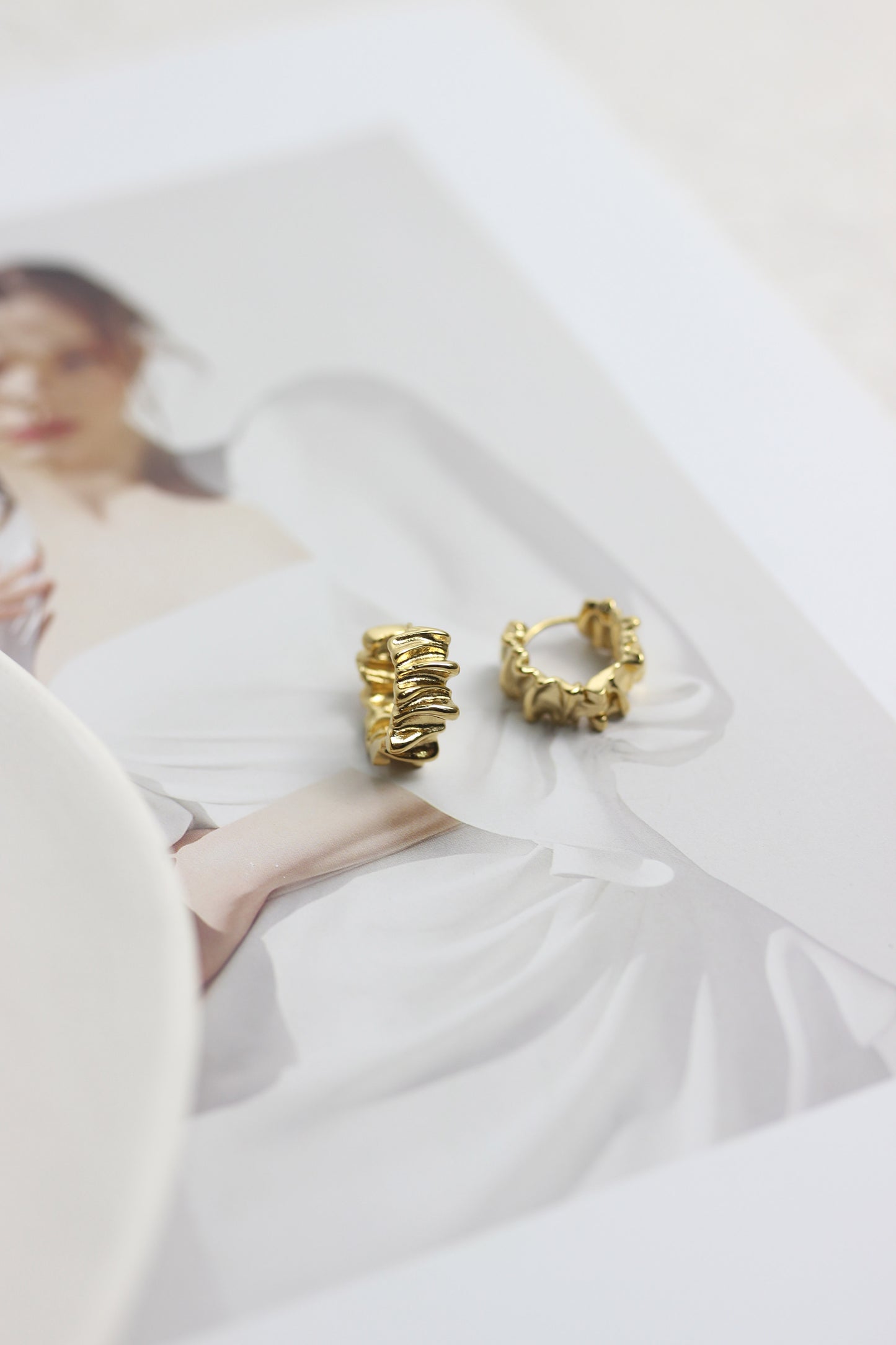 A2505MJ40153 - Molten Texture Gold Hoop Earrings