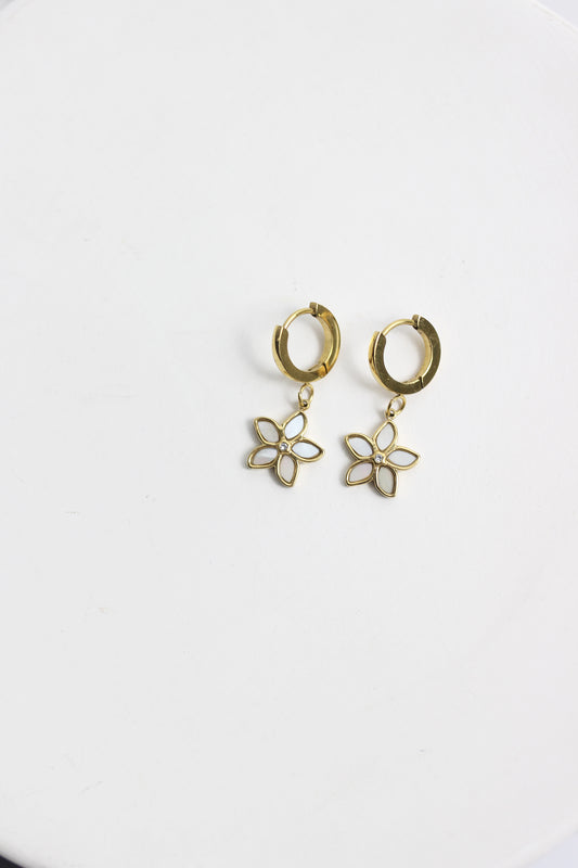 A2505MJ62092 -  Flower Drop Hoop Earrings