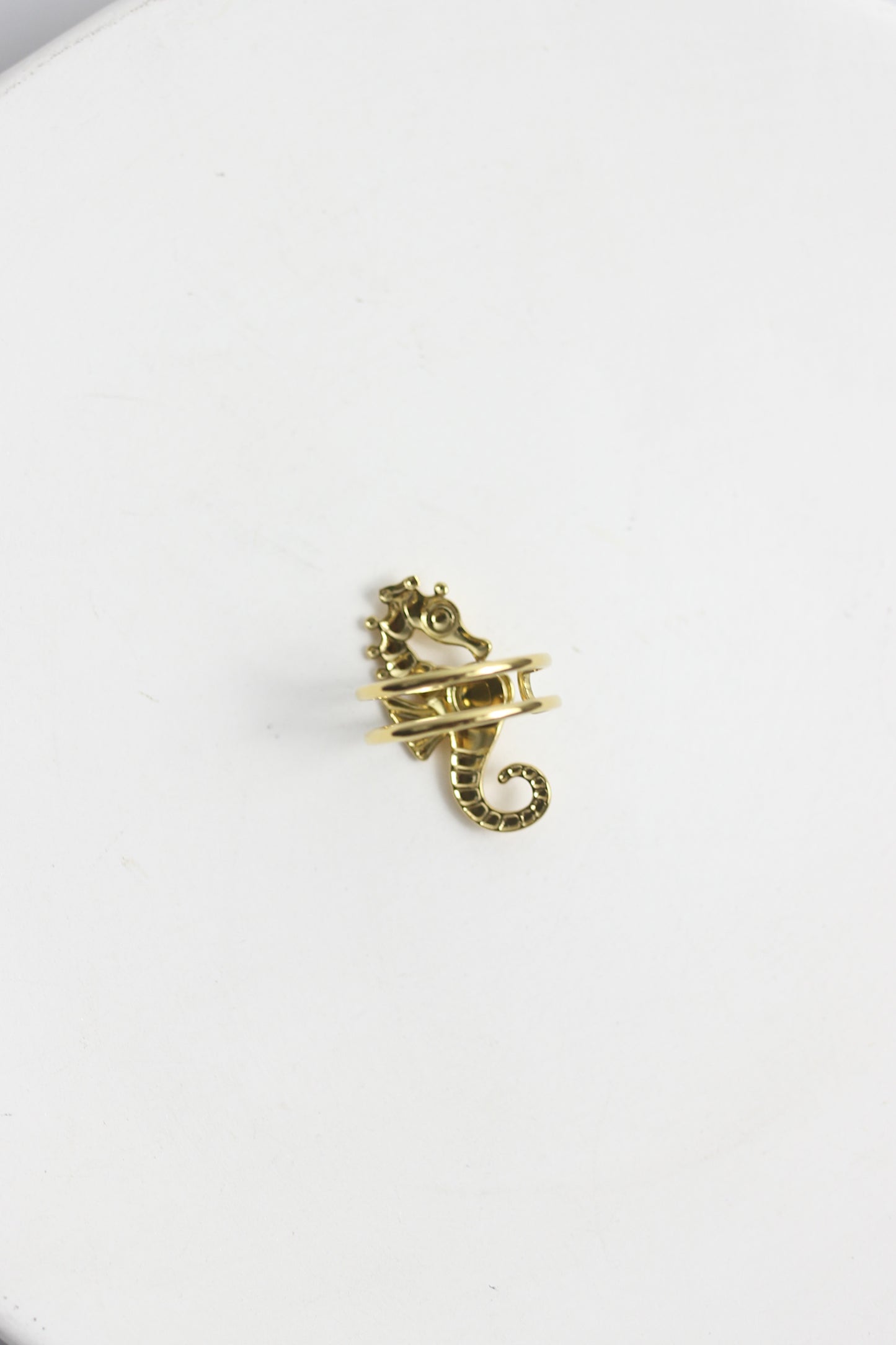 A2505MJ67457 - Gold Seahorse Adjustable Ring with Turquoise Accent