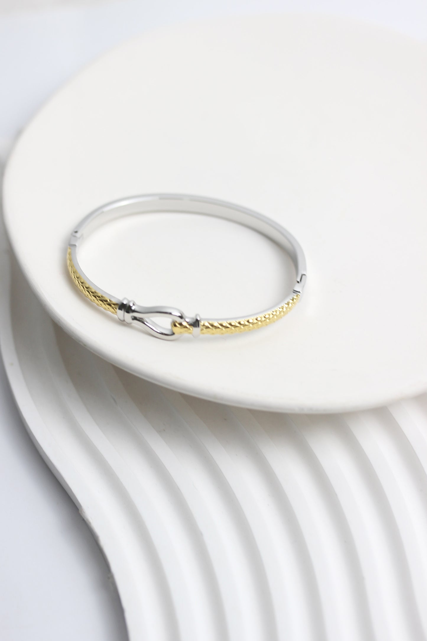 A2505MJ87278 - Silver & Gold-Tone Hook Detail Bangle Bracelet
