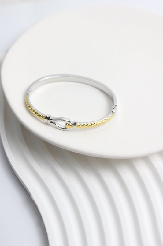 A2505MJ87278 - Silver & Gold-Tone Hook Detail Bangle Bracelet