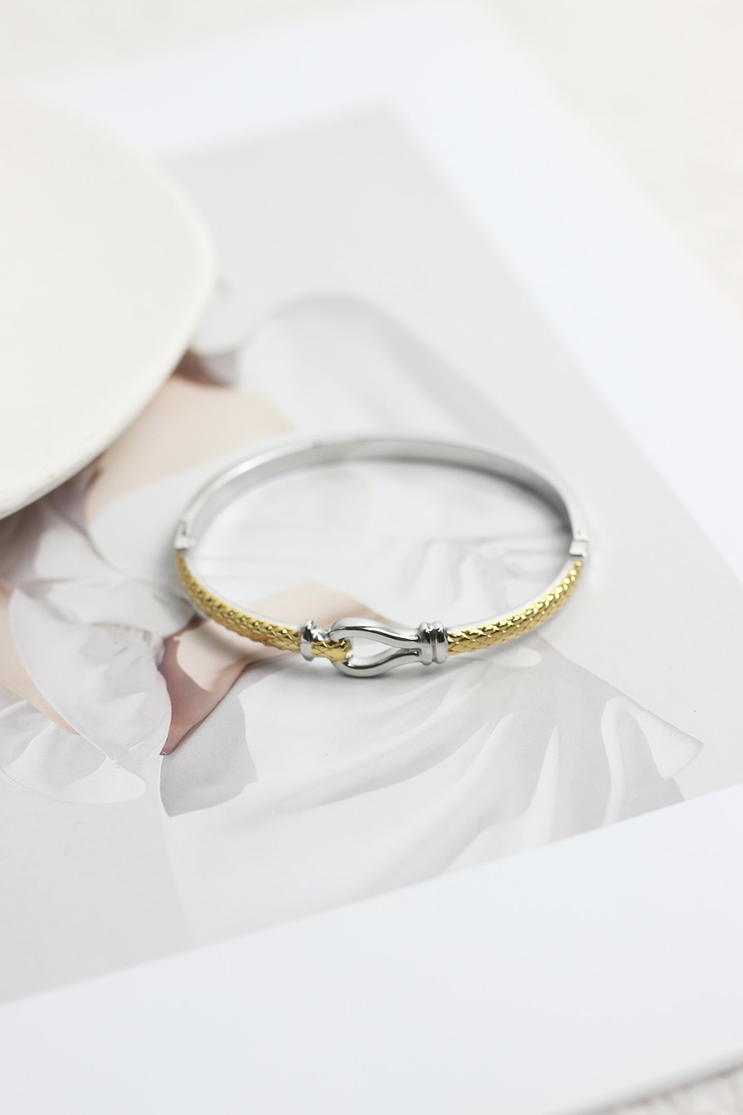 A2505MJ87278 - Silver & Gold-Tone Hook Detail Bangle Bracelet