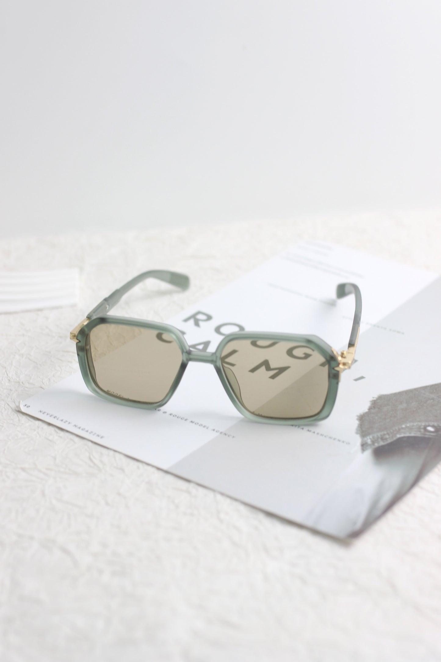 A2507CC80454 - Retro Geometric Sunglasses with Gold Accent