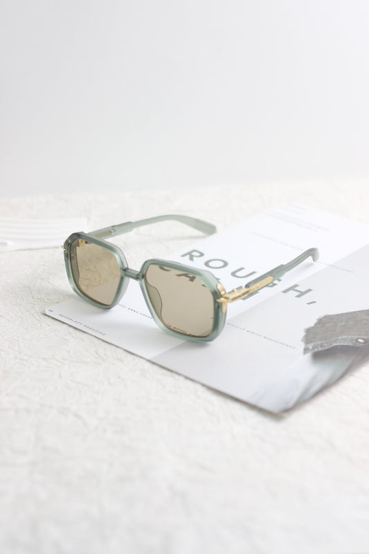 A2507CC80454 - Retro Geometric Sunglasses with Gold Accent