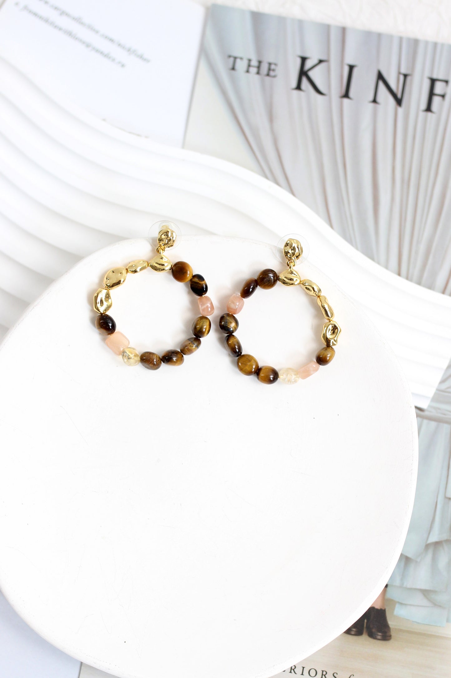 A2507FDX51443 - Natural Stone Hoop Earrings