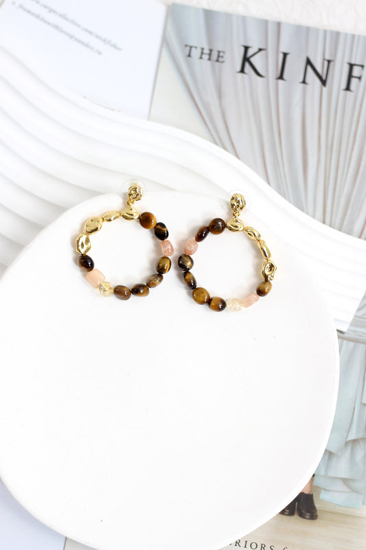 A2507FDX51443 - Natural Stone Hoop Earrings