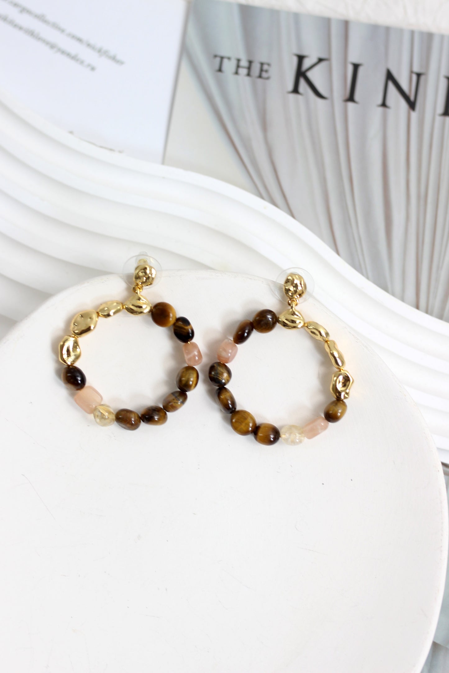 A2507FDX51443 - Natural Stone Hoop Earrings