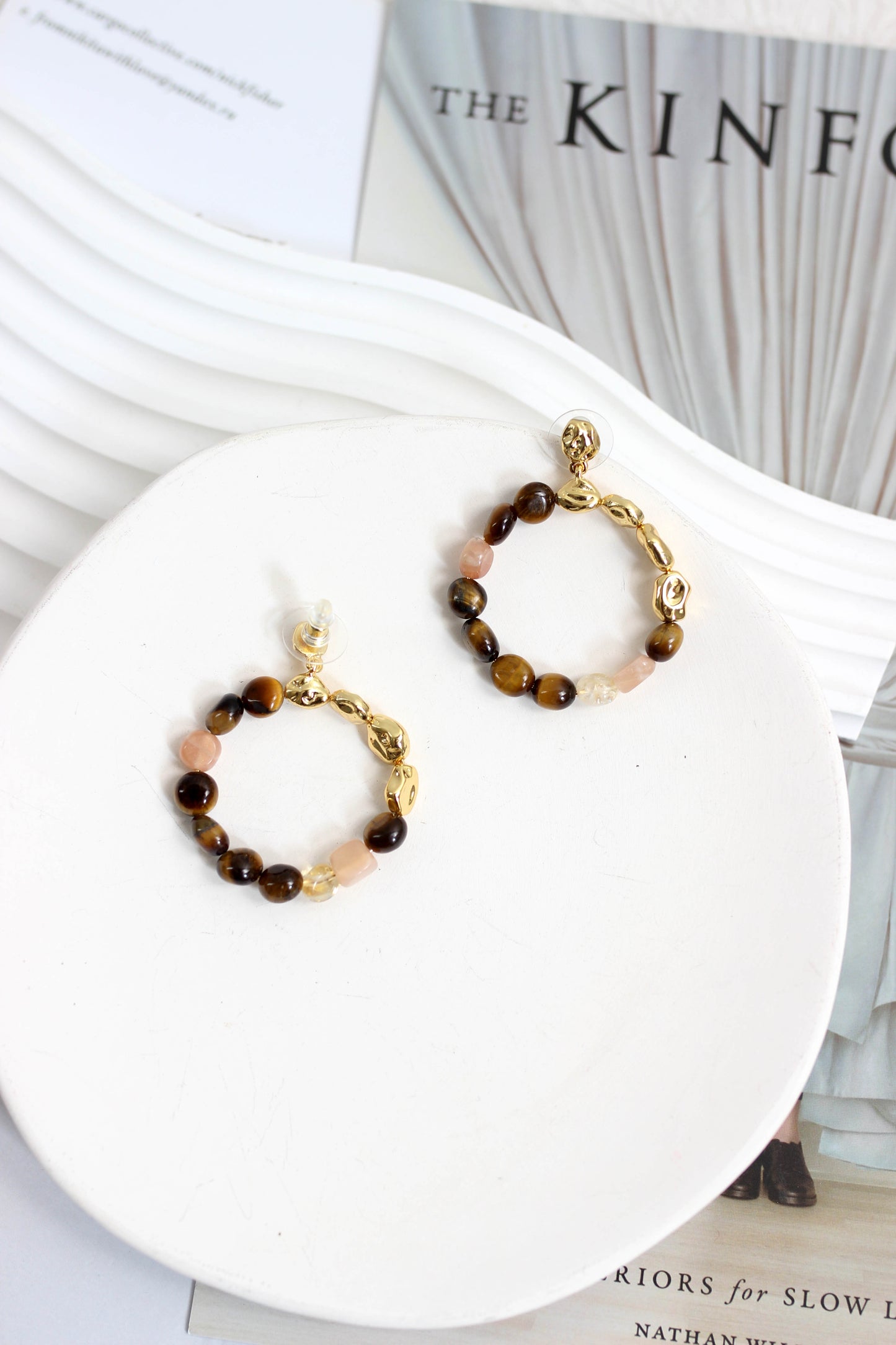 A2507FDX51443 - Natural Stone Hoop Earrings