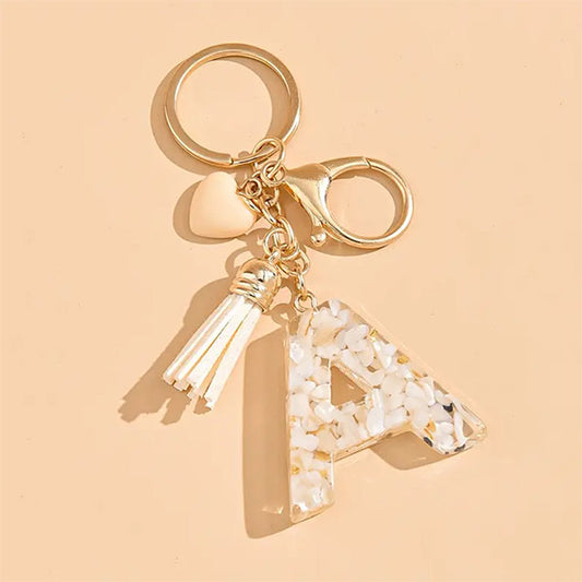 A2507HY24437 - Resin Letter Keychain with Tassel ¨C Personalized Monogram Charm