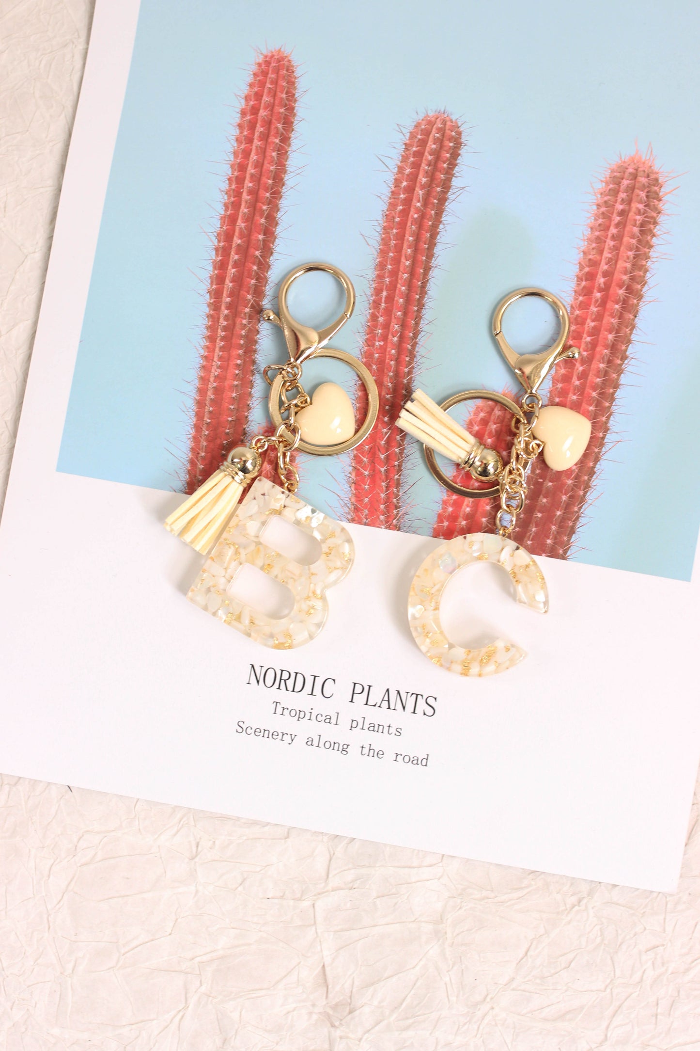 A2507HY24437 - Resin Letter Keychain with Tassel ¨C Personalized Monogram Charm