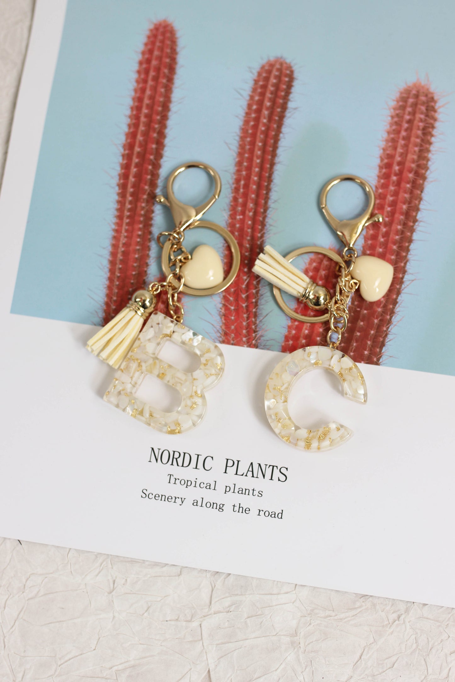 A2507HY24437 - Resin Letter Keychain with Tassel ¨C Personalized Monogram Charm