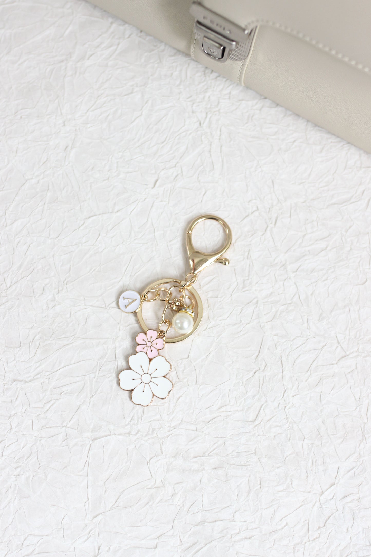 A2507HY25390 -Sakura Flower Initial Keychain Charm