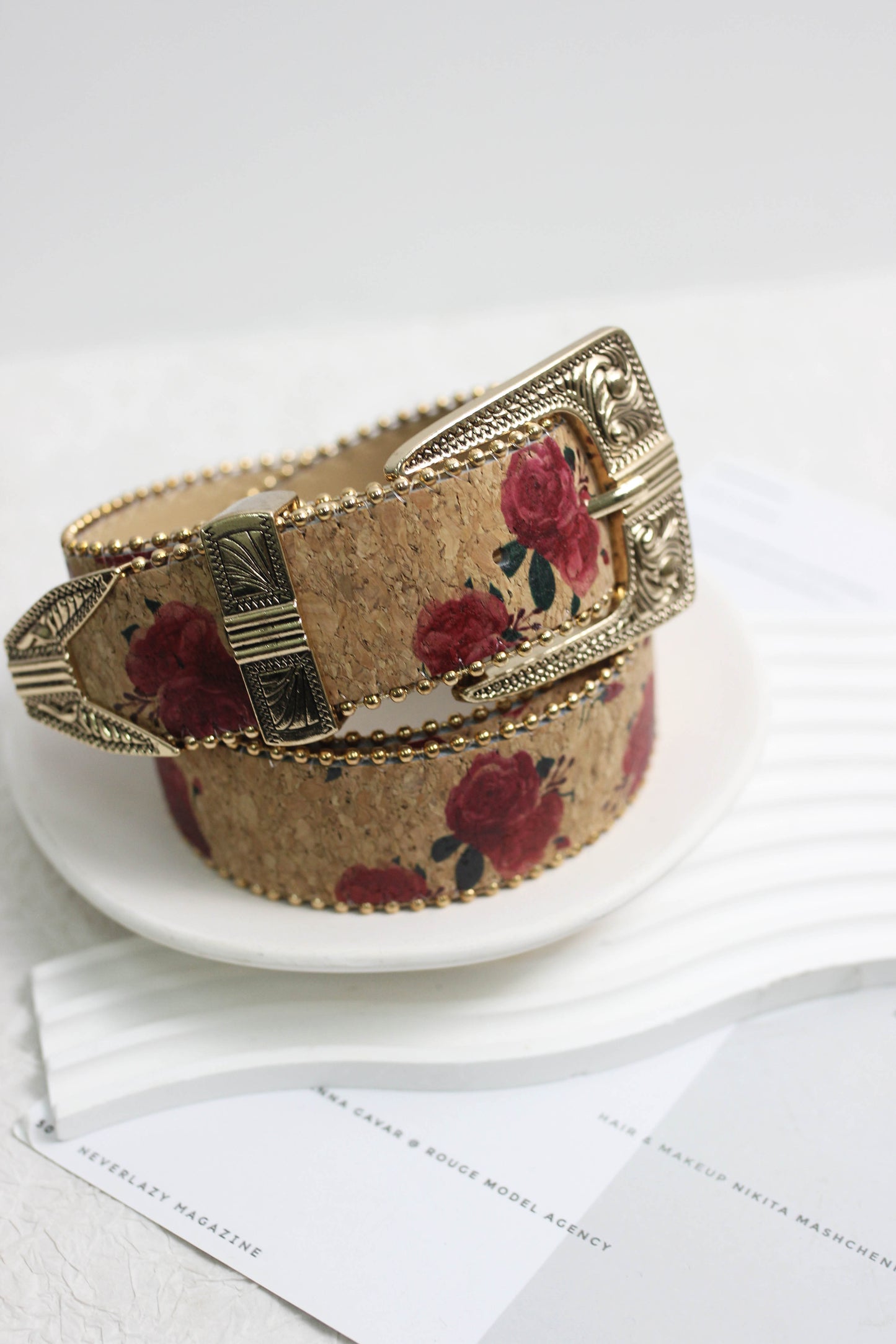 A2507XX33036 - Vintage Floral PU Leather Belt with Engraved Western Buckle