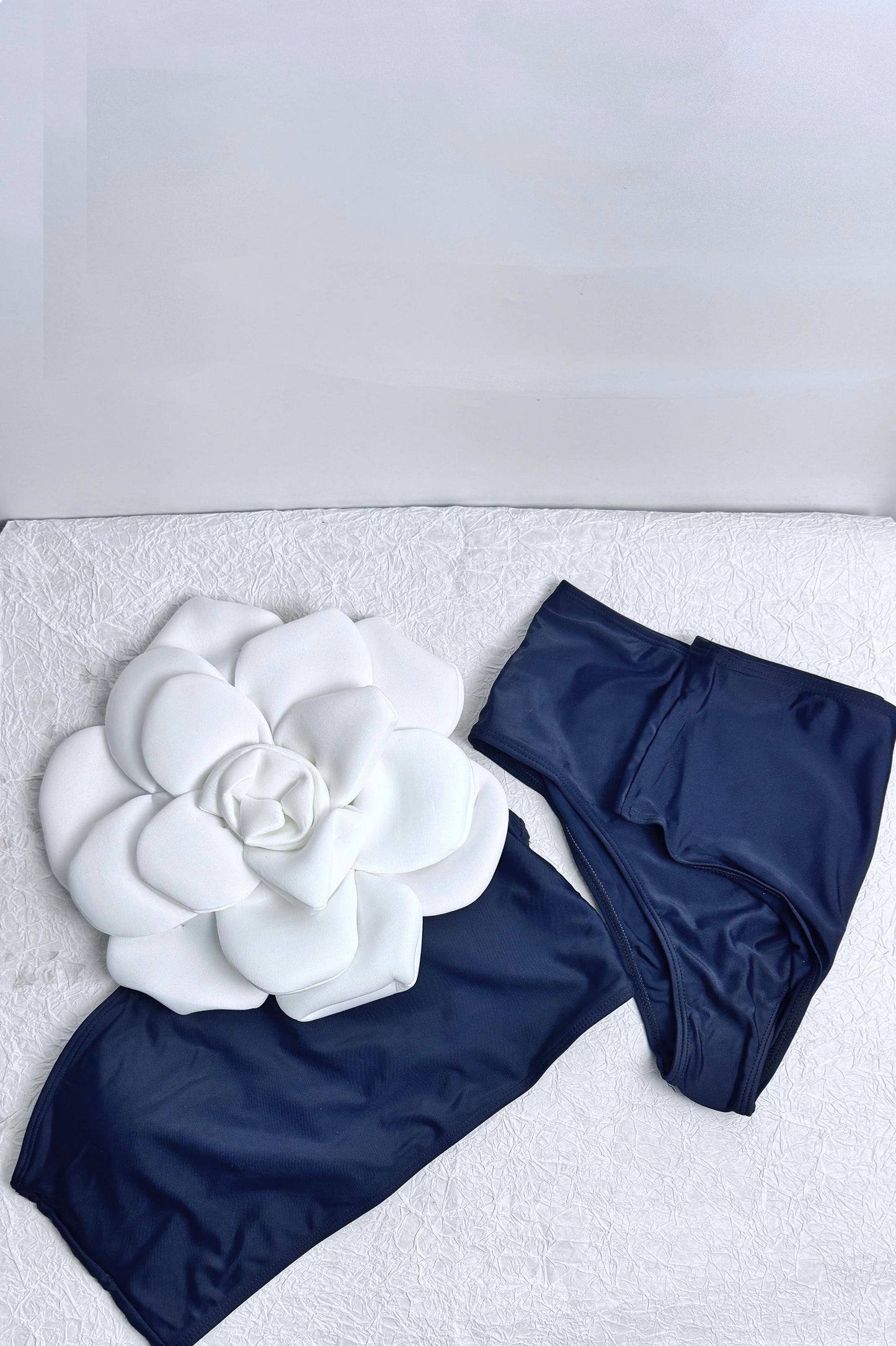 B2502QJY44645 - Floral Embellished One-Shoulder Bikini Set