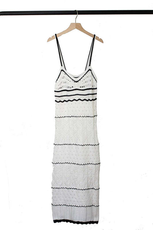 D2312MJ21205-Daisy Knitted Hollow Out Midi Dress