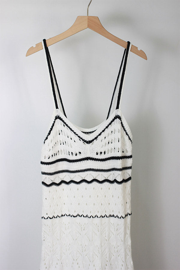 D2312MJ21205-Daisy Knitted Hollow Out Midi Dress