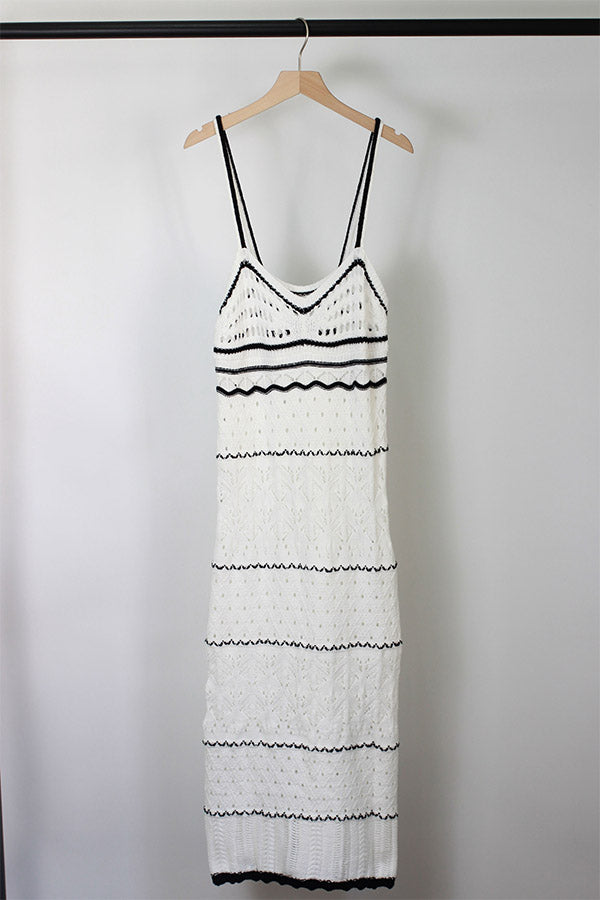 D2312MJ21205-Daisy Knitted Hollow Out Midi Dress
