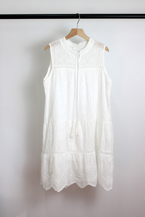 D2403BFZY91134 - ESCAPING SHADOWS WHITE LACE MINI DRESS