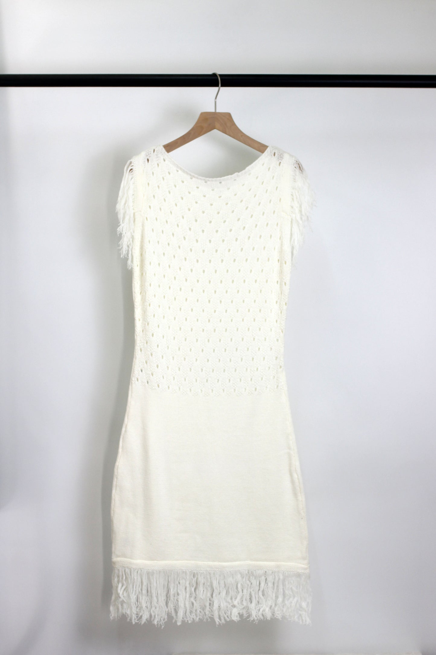 D2501MY94182 -  Boho Fringe Crochet Cover-Up Dress