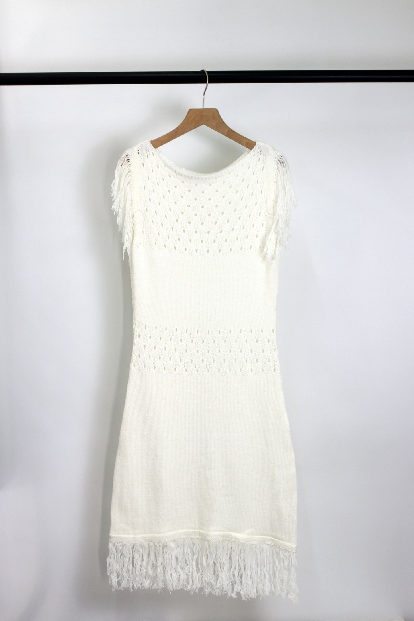 D2501MY94182 -  Boho Fringe Crochet Cover-Up Dress