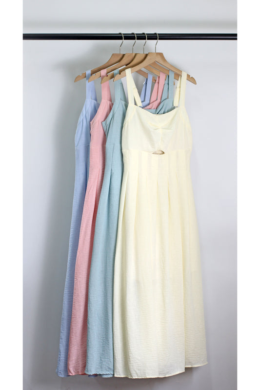 D2503DY91236 - Sleeveless Pleated Midi Sundress with Cut-Out Detail