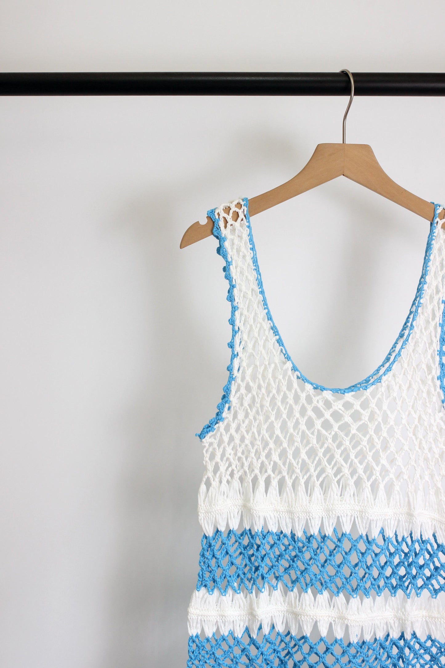 D2504MY28670 - Boho Striped Crochet Knit Cover-Up Dress
